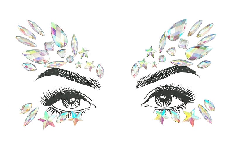 SHINEYES 6 Pcs Festival Gems, Glitter Rhinestone Rave Face Jewels, Crystals Stickers, Eyes Body Temporary Tattoos - Image 4